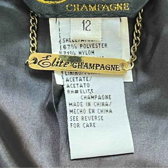 Vintage Elite Champagne Brown Floral‎ Embroidered Embellish Blazer Women Size 12 - Picture 13 of 16